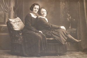 photograph of two Victorian women on a couch