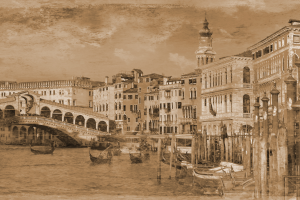 photograph of Victorian-style architecture along a river