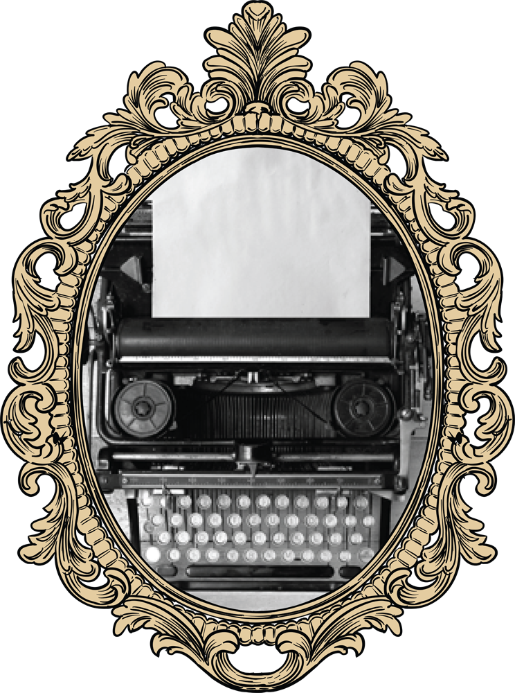 black and white photograph of a typewriter